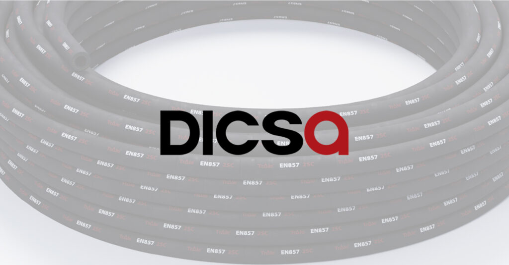 Hydraulic hose reel with DICSA logo on the front