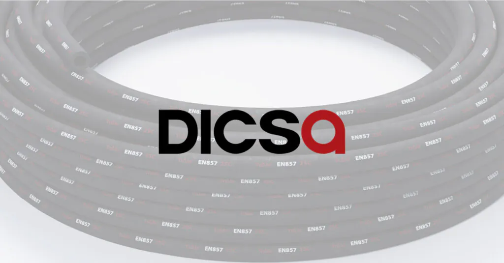 Hydraulic hose reel with DICSA logo on the front